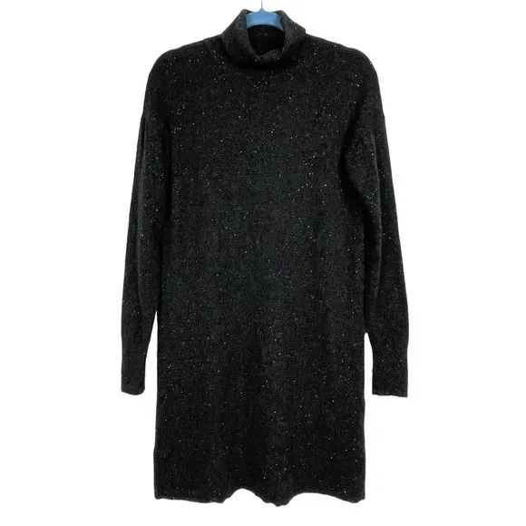 Everlane The Cashmere Turtleneck Black Speckled Dress Small Cozy Minimalist