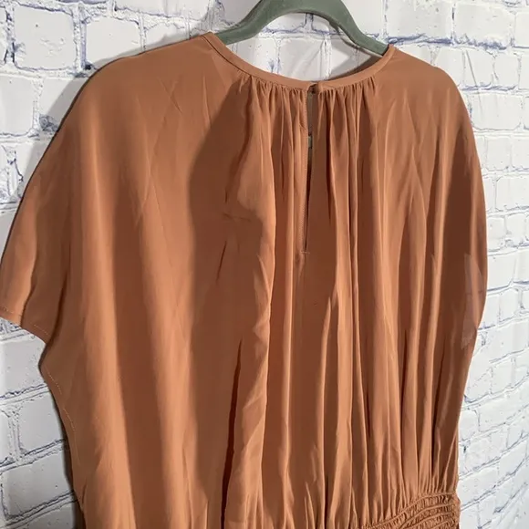 Everlane Womens The Gathered Midi Dress Carob Brown Minimalist Dainty Sz XXL NWT
