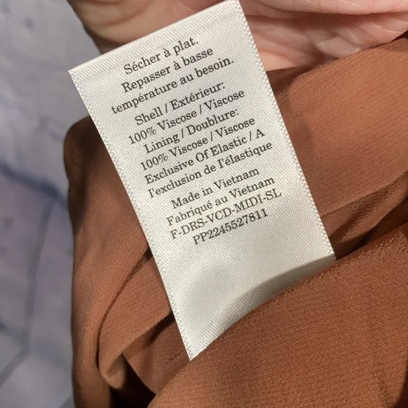 Everlane Womens The Gathered Midi Dress Carob Brown Minimalist Dainty Sz XXL NWT