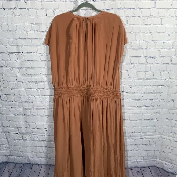 Everlane Womens The Gathered Midi Dress Carob Brown Minimalist Dainty Sz XXL NWT