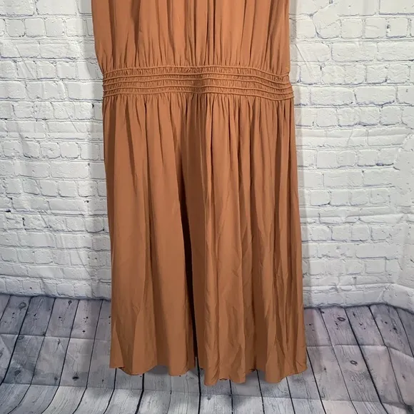 Everlane Womens The Gathered Midi Dress Carob Brown Minimalist Dainty Sz XXL NWT