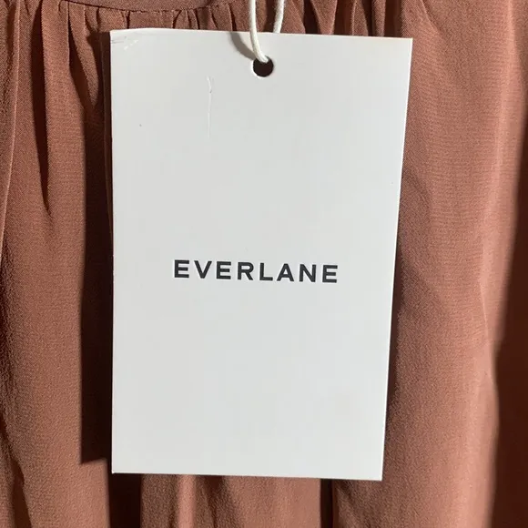 Everlane Womens The Gathered Midi Dress Carob Brown Minimalist Dainty Sz XXL NWT