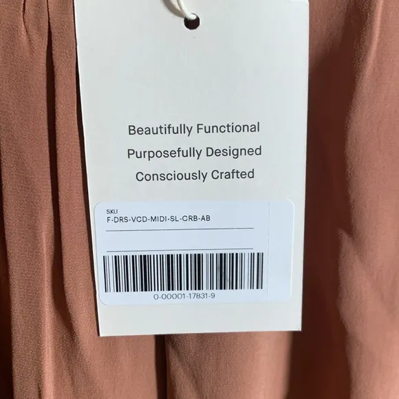Everlane Womens The Gathered Midi Dress Carob Brown Minimalist Dainty Sz XXL NWT