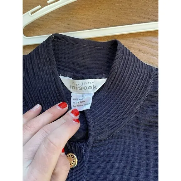 Exclusively Misook Acrylic Knit Button Front Dress Quiet Luxury