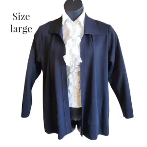 Exclusively Misook black knit open front cardigan sweater, size Large, business