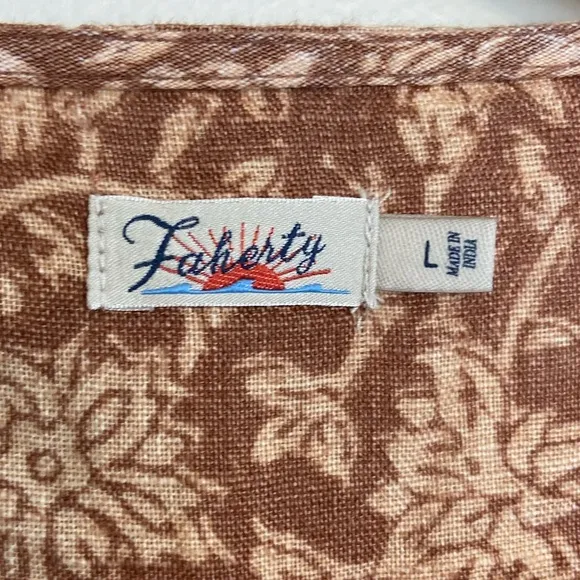 Faherty Ashley Linen Dress Floral Coastal Beach Vacation Quiet Luxury