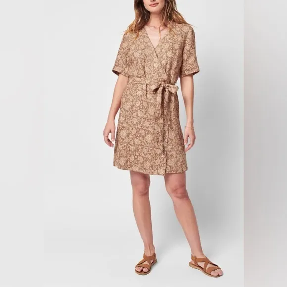 Faherty Ashley Linen Dress Floral Coastal Beach Vacation Quiet Luxury