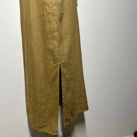 Faherty Laguna Linen Sleeveless Minimalist Belted Button Down Shirtdress Women M