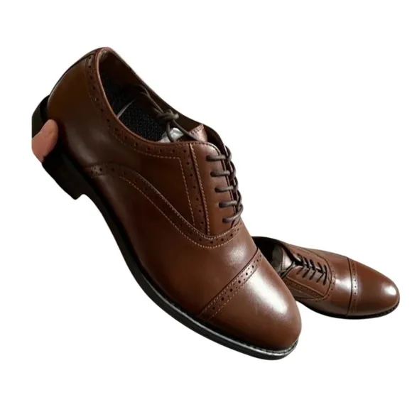 Fairlane &amp; Sons Brown Cap Toe Leather Oxfords Men’s Shoes 11​