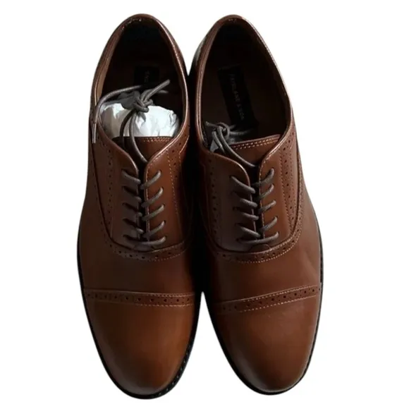 Fairlane &amp; Sons Brown Cap Toe Leather Oxfords Men’s Shoes 11​