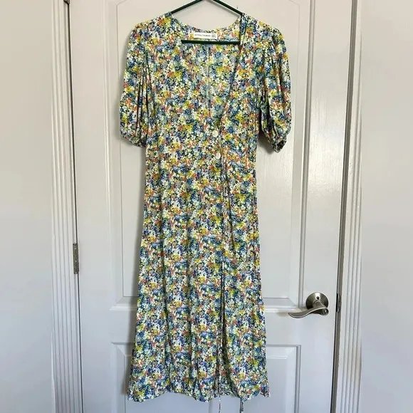 Faithfull the brand Marta midi floral romantic lightweight dress size 2