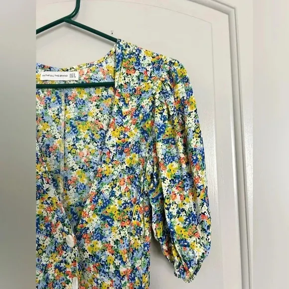 Faithfull the brand Marta midi floral romantic lightweight dress size 2