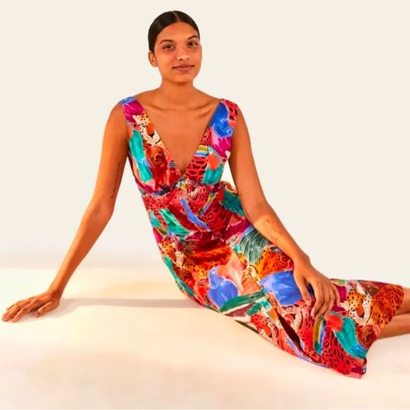 Farm Rio Animal Collage MIDI Dress
