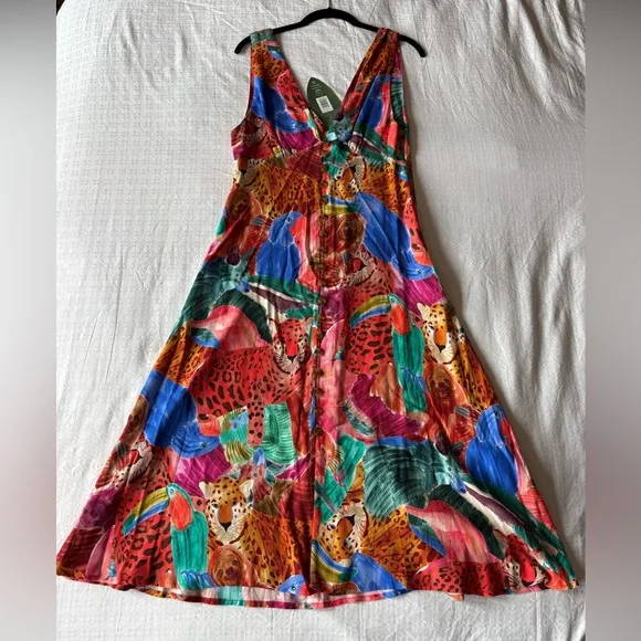 Farm Rio Animal Collage MIDI Dress
