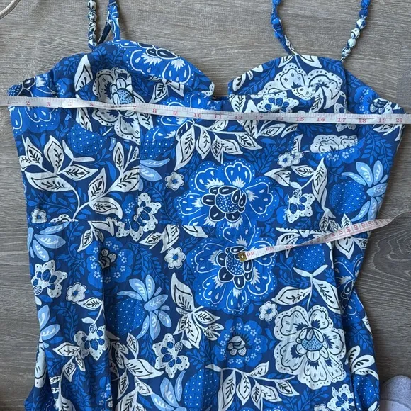 Farm Rio Blue Full Of Flowers Organic Cotton Midi Dress