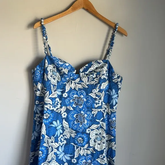 Farm Rio Blue Full Of Flowers Organic Cotton Midi Dress