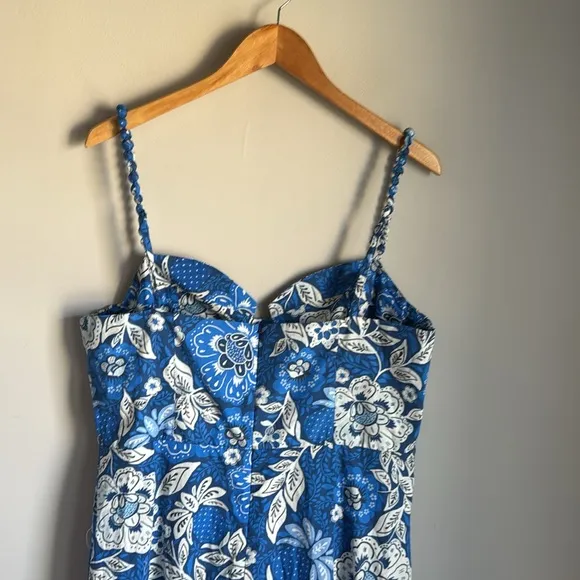 Farm Rio Blue Full Of Flowers Organic Cotton Midi Dress