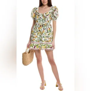FARM RIO Off-White Fruit Orchard Print Mini Dress, Small