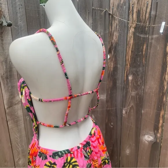 Farm Rio Pink Leopard Forest Midi Dress size medium