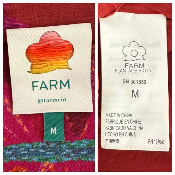 FARM Rio Red Delicate Leaves Maxi Dress