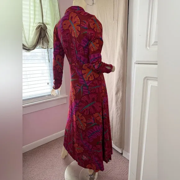 FARM Rio Red Delicate Leaves Maxi Dress