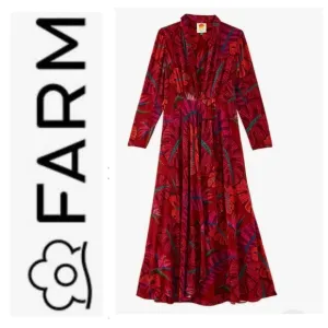 FARM Rio Red Delicate Leaves Maxi Dress