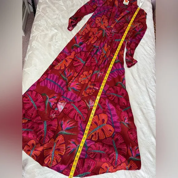 FARM Rio Red Delicate Leaves Maxi Dress