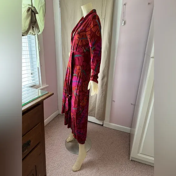 FARM Rio Red Delicate Leaves Maxi Dress