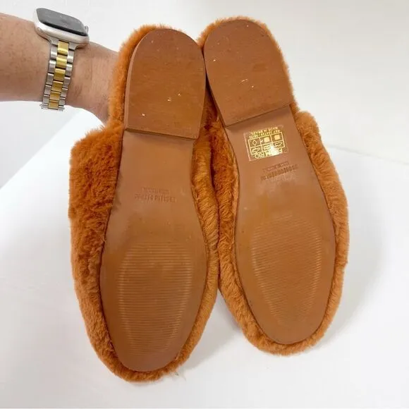 Farm Rio Rust Bright Elements Snake Embroidered Fuzzy Slide Slippers 6