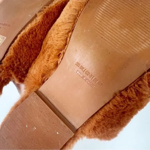 Farm Rio Rust Bright Elements Snake Embroidered Fuzzy Slide Slippers 6