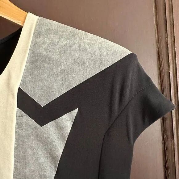 FELIPE OLIVEIRA BAPTISTA | Silk Crepe Architectural Tuxedo Style Shift Dress 38