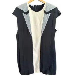 FELIPE OLIVEIRA BAPTISTA | Silk Crepe Architectural Tuxedo Style Shift Dress 38