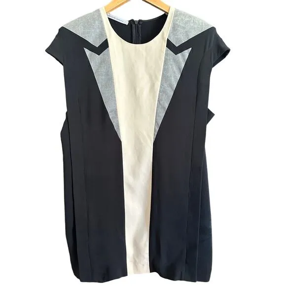 FELIPE OLIVEIRA BAPTISTA | Silk Crepe Architectural Tuxedo Style Shift Dress 38
