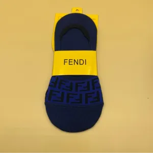 Fendi Blue Casual Socks with Bold Yellow Accent
