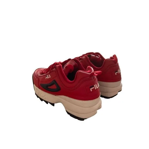Fila Mens Red Disruptor II Premium Leather Athletic Sneakers Shoes Size 10