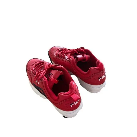 Fila Mens Red Disruptor II Premium Leather Athletic Sneakers Shoes Size 10