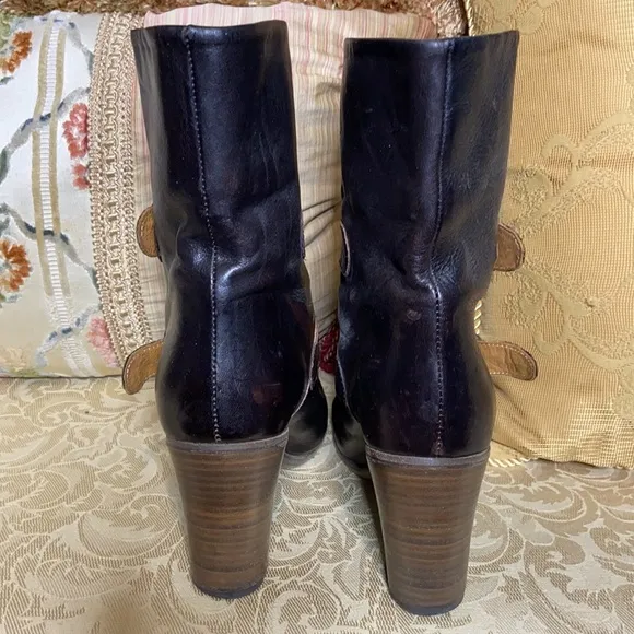 Fiorentini   Baker Brown Double Buckle Ankle Boots/Booties 39.5