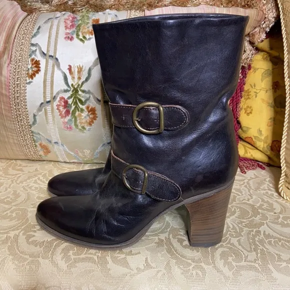 Fiorentini   Baker Brown Double Buckle Ankle Boots/Booties 39.5