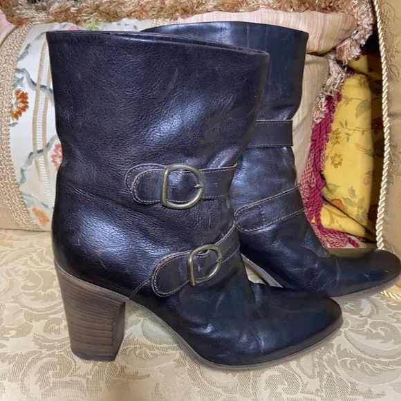 Fiorentini   Baker Brown Double Buckle Ankle Boots/Booties 39.5