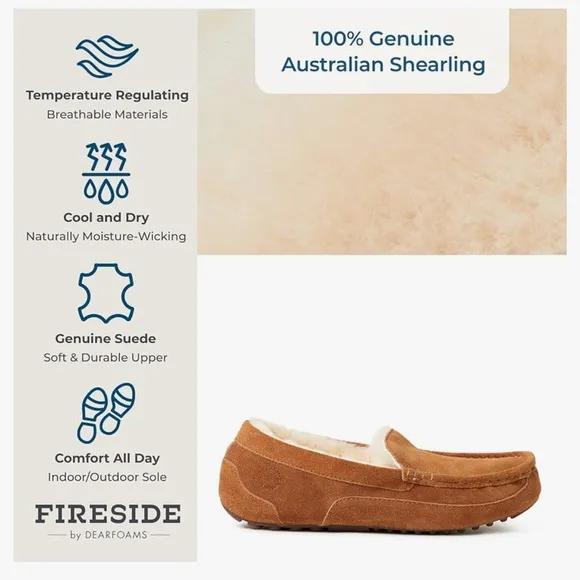 Fireside by Dearfoams Men's Melbourne  Indoor/Outdoor Moccasin Slipper Size 11