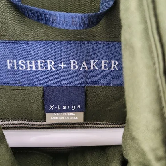 Fisher   Baker Men's XL Green Quilted‎ Full Zip Lined Vest Pockets