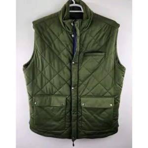 Fisher   Baker Men's XL Green Quilted‎ Full Zip Lined Vest Pockets