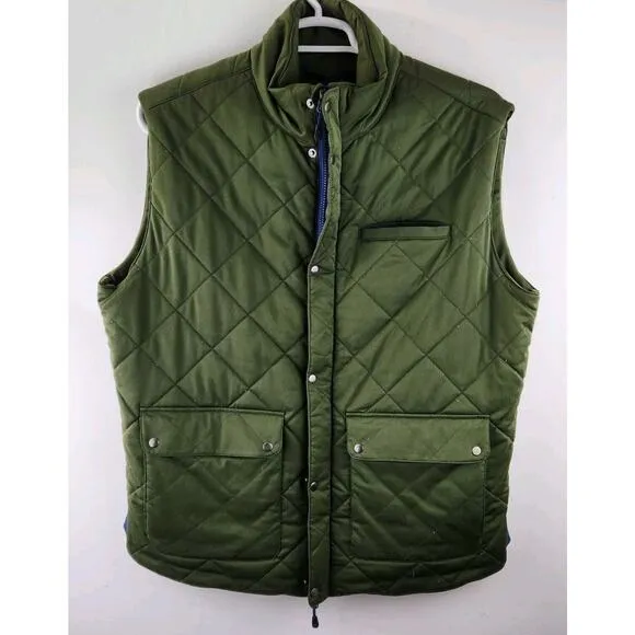 Fisher   Baker Men's XL Green Quilted‎ Full Zip Lined Vest Pockets
