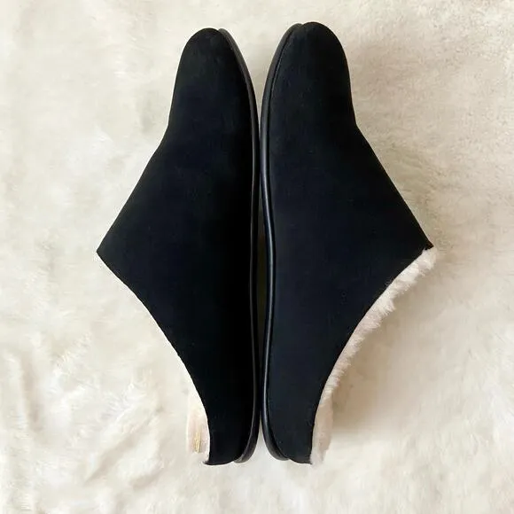 Fitflop Chrissie Shearling Black Suede Slippers Size 8