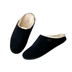 Fitflop Chrissie Shearling Black Suede Slippers Size 8