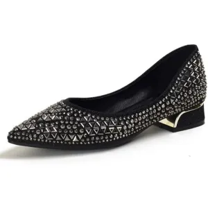 Flats Shoes Women Rhinestone Pointed Head Ballet Flats Comfortable