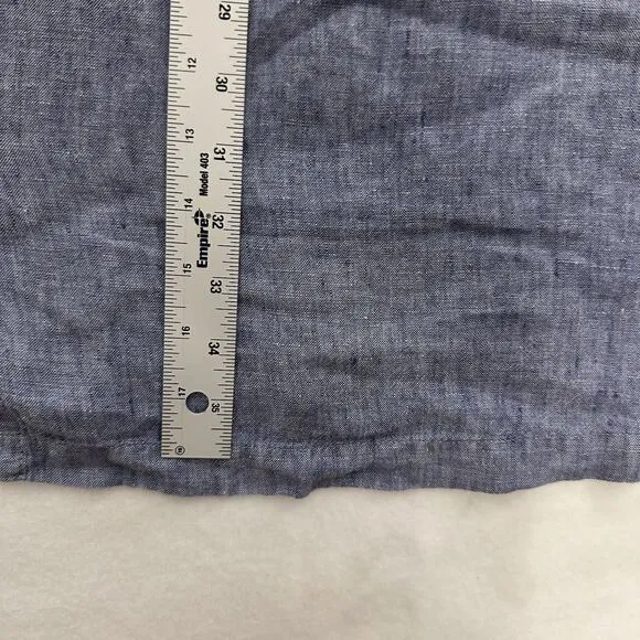 FLAX Linen Button Front Dress Womens S Blue Sustainable Beach Minimalist