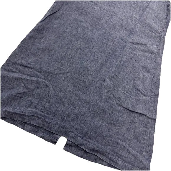FLAX Linen Button Front Dress Womens S Blue Sustainable Beach Minimalist