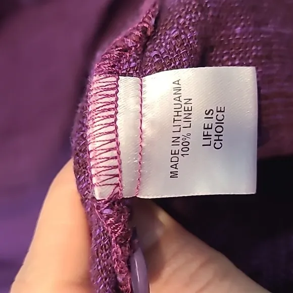 Flax Maxi Dress Purple Linen Lagenlook Coastal Luxury New Size 3X Shirt Dress