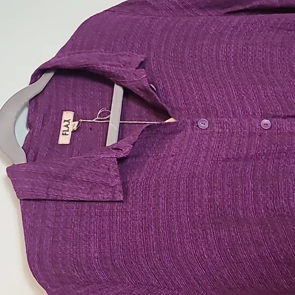 Flax Maxi Dress Purple Linen Lagenlook Coastal Luxury New Size 3X Shirt Dress